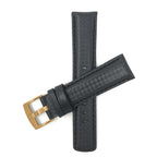 Bandini Mens Leather Carbon Fiber Pattern Watch Band Strap - 20mm, 22mm, 24mm