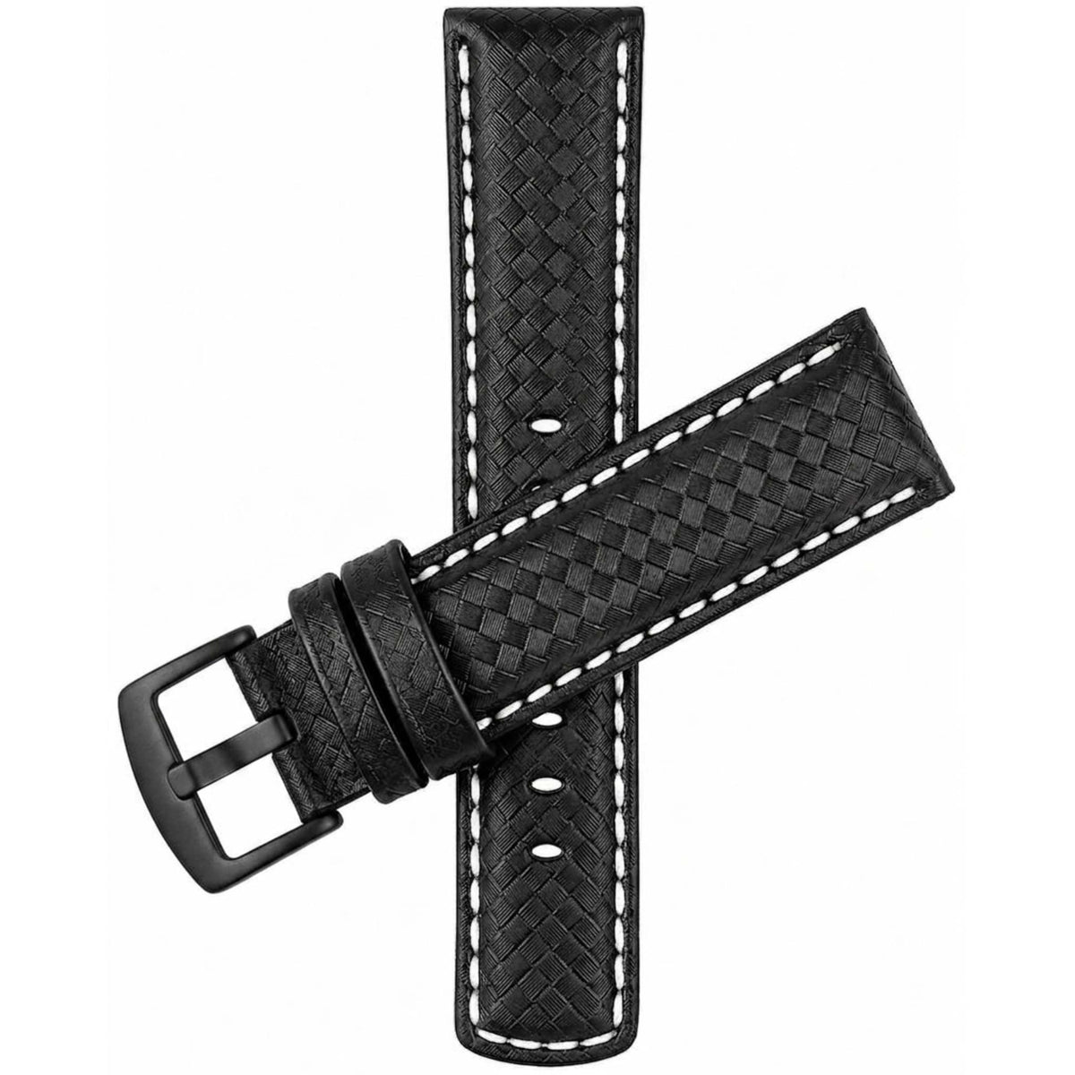 Bandini Mens Leather Carbon Fiber Pattern Watch Band Strap - 20mm, 22mm, 24mm
