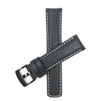 Bandini Mens Leather Carbon Fiber Pattern Watch Band Strap - 20mm, 22mm, 24mm