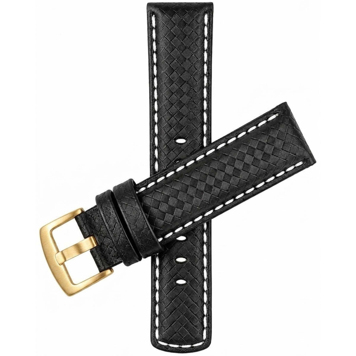 Bandini Mens Leather Carbon Fiber Pattern Watch Band Strap - 20mm, 22mm, 24mm