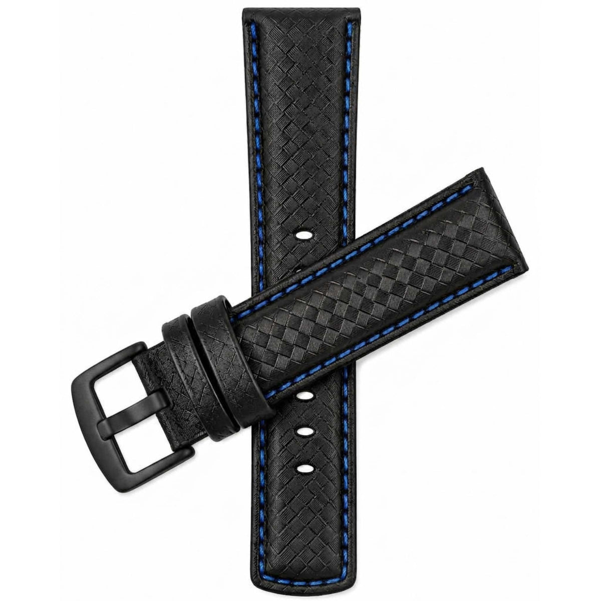 Bandini Mens Leather Carbon Fiber Pattern Watch Band Strap - 20mm, 22mm, 24mm