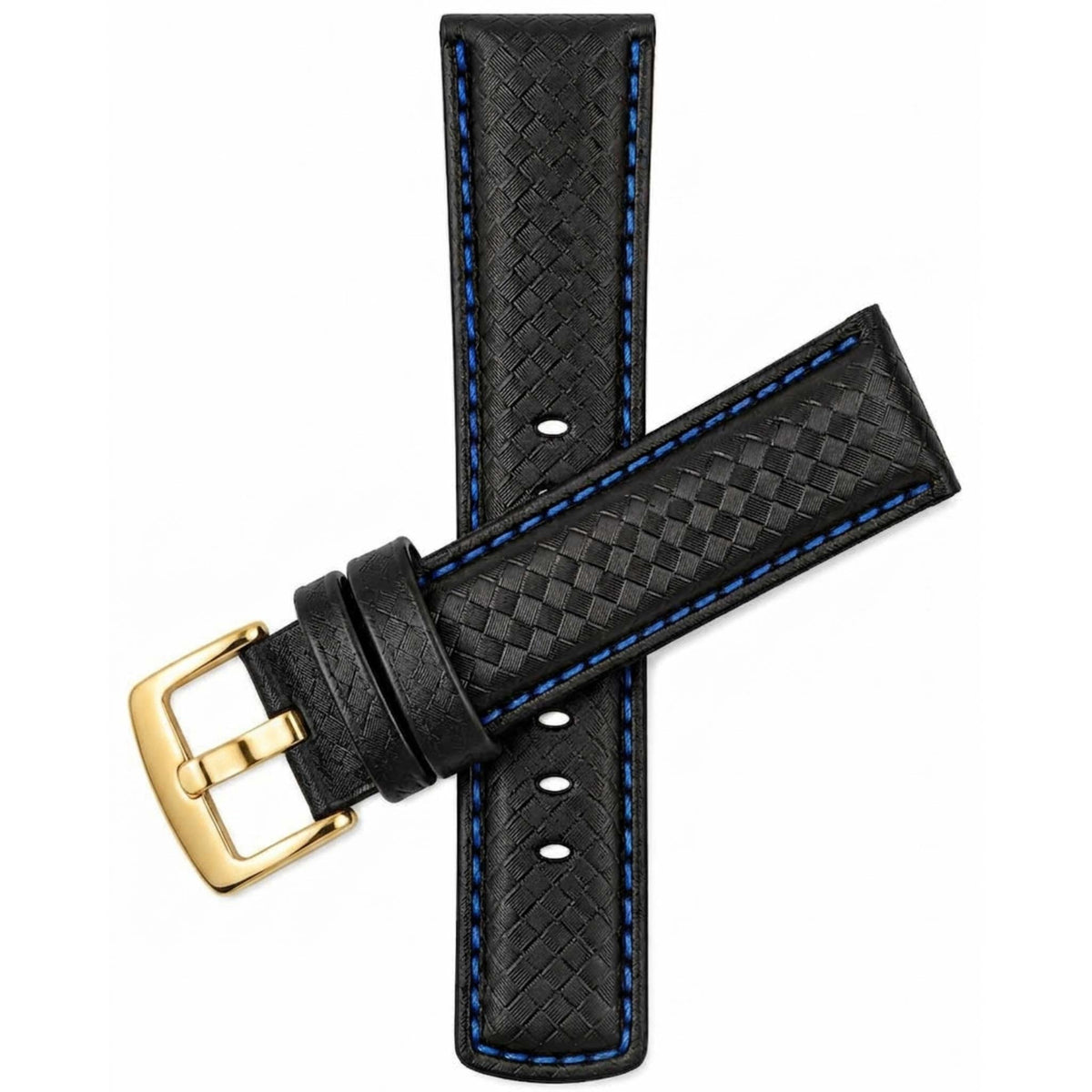 Bandini Mens Leather Carbon Fiber Pattern Watch Band Strap - 20mm, 22mm, 24mm