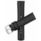 Bandini Mens Leather Carbon Fiber Pattern Watch Band Strap - 20mm, 22mm, 24mm