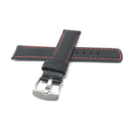 Bandini Mens Leather Carbon Fiber Pattern Watch Band Strap - 20mm, 22mm, 24mm