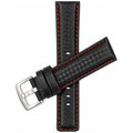 Bandini Mens Leather Carbon Fiber Pattern Watch Band Strap - 20mm, 22mm, 24mm