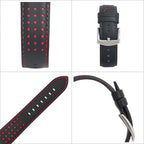 Bandini Mens Leather Two-Tone Rally Strap, Vented, Racing Watch Band - 20mm, 22mm