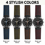 Bandini Mens Leather Two-Tone Rally Strap, Vented, Racing Watch Band - 20mm, 22mm