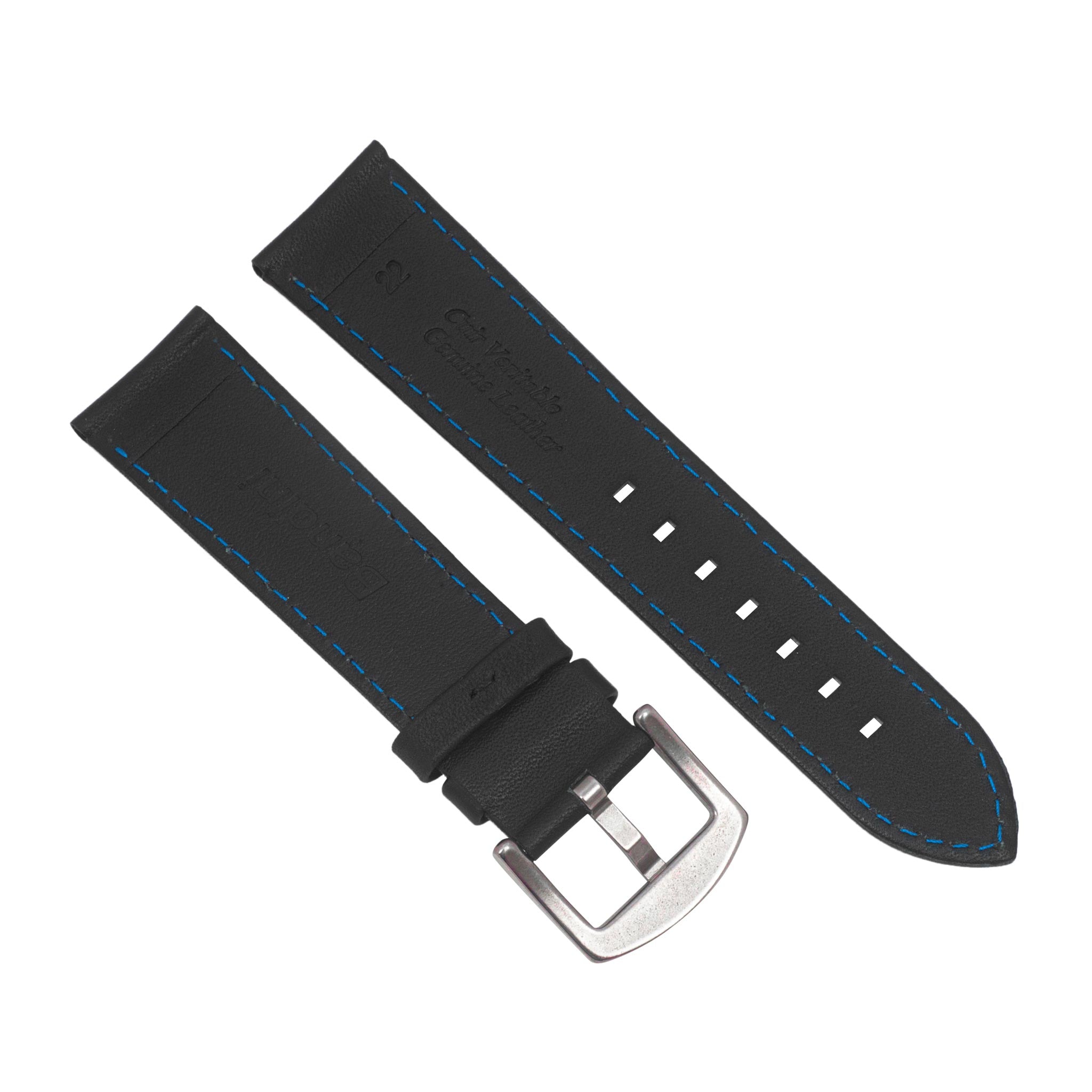 Bandini Mens Leather Two-Tone Rally Strap, Vented, Racing Watch Band - 20mm, 22mm