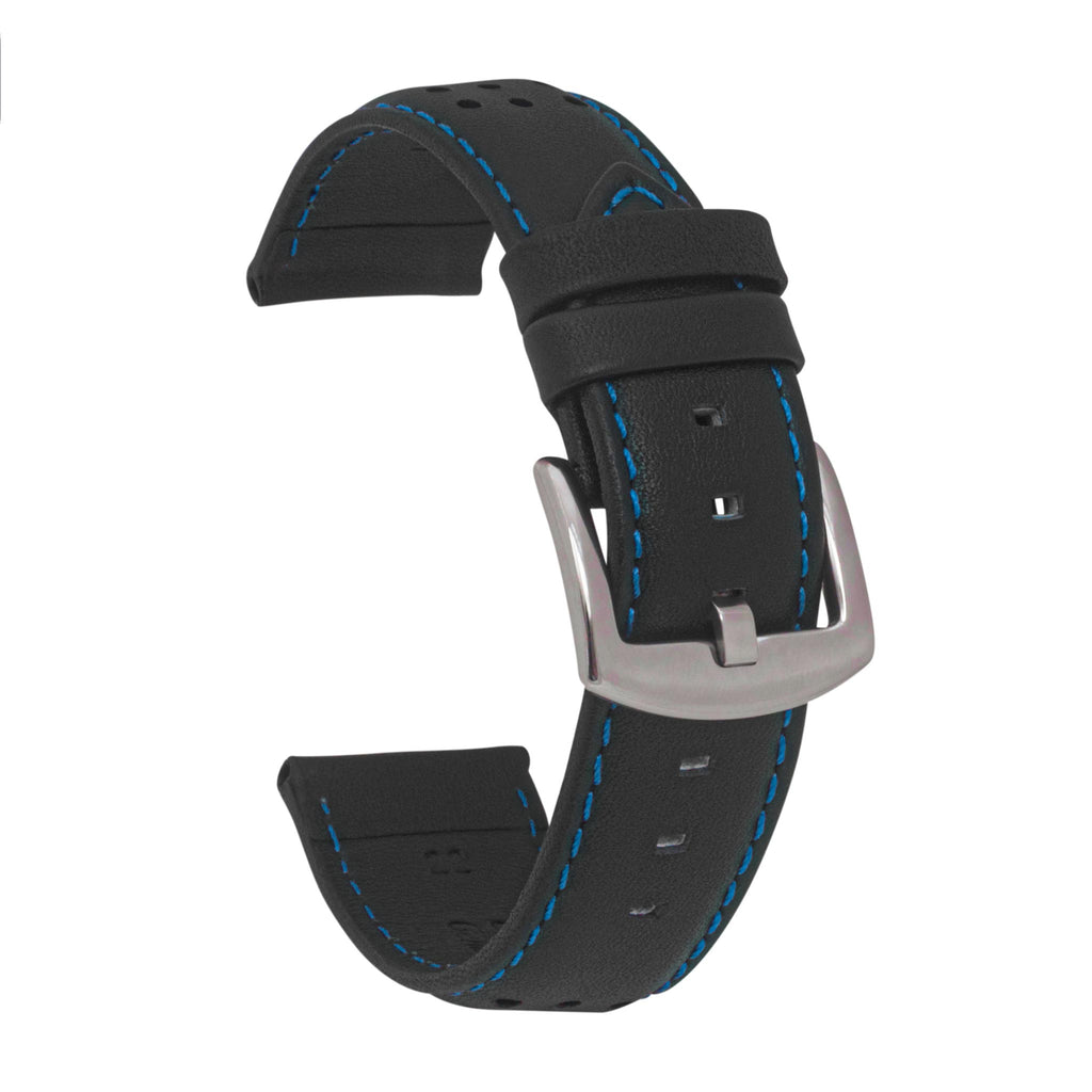 Bandini Mens Leather Two-Tone Rally Strap, Vented, Racing Watch Band - 20mm, 22mm