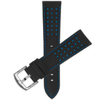 Bandini Mens Leather Two-Tone Rally Strap, Vented, Racing Watch Band - 20mm, 22mm
