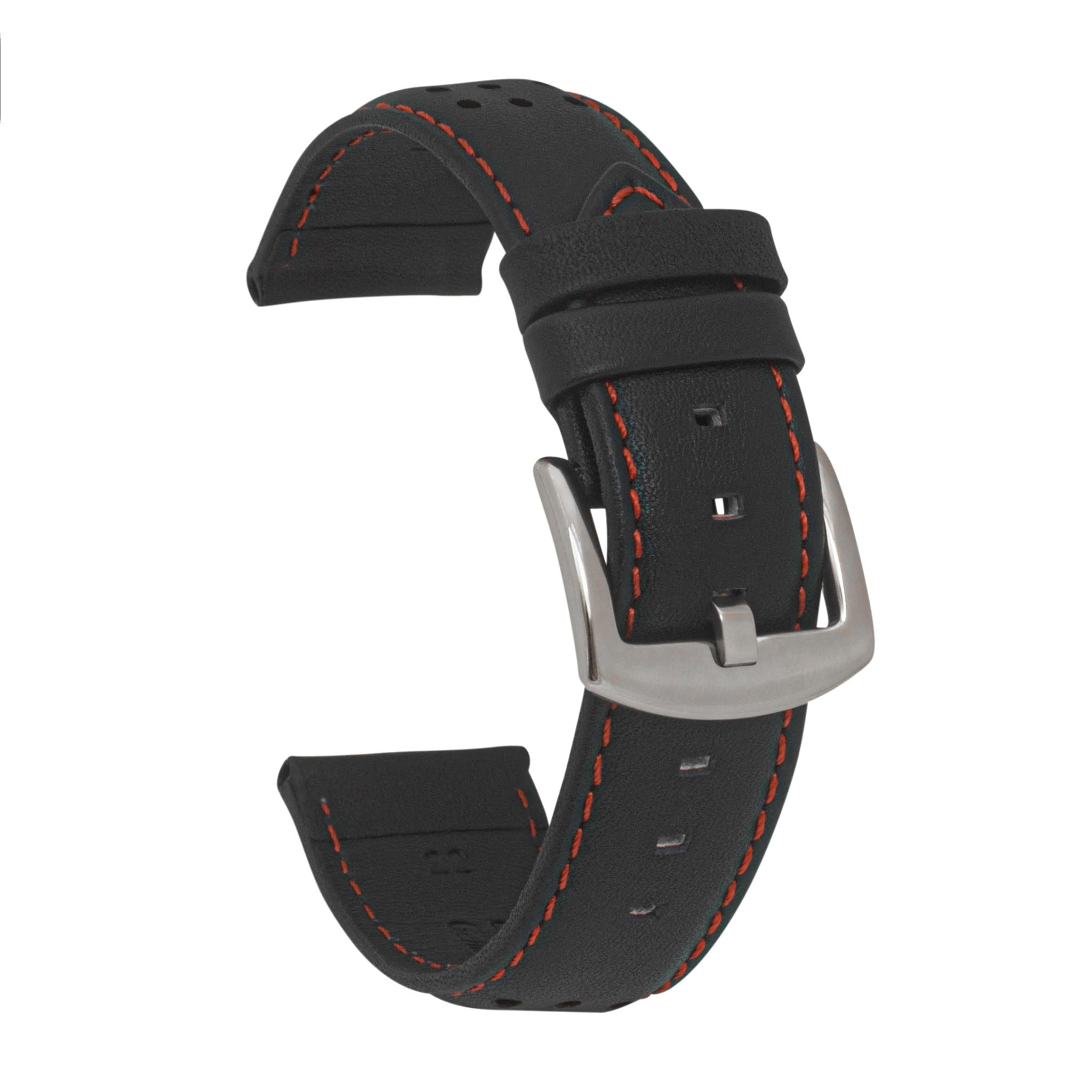 Bandini Mens Leather Two-Tone Rally Strap, Vented, Racing Watch Band - 20mm, 22mm