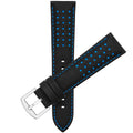 Bandini Mens Leather Two-Tone Rally Strap, Vented, Racing Watch Band - 20mm, 22mm