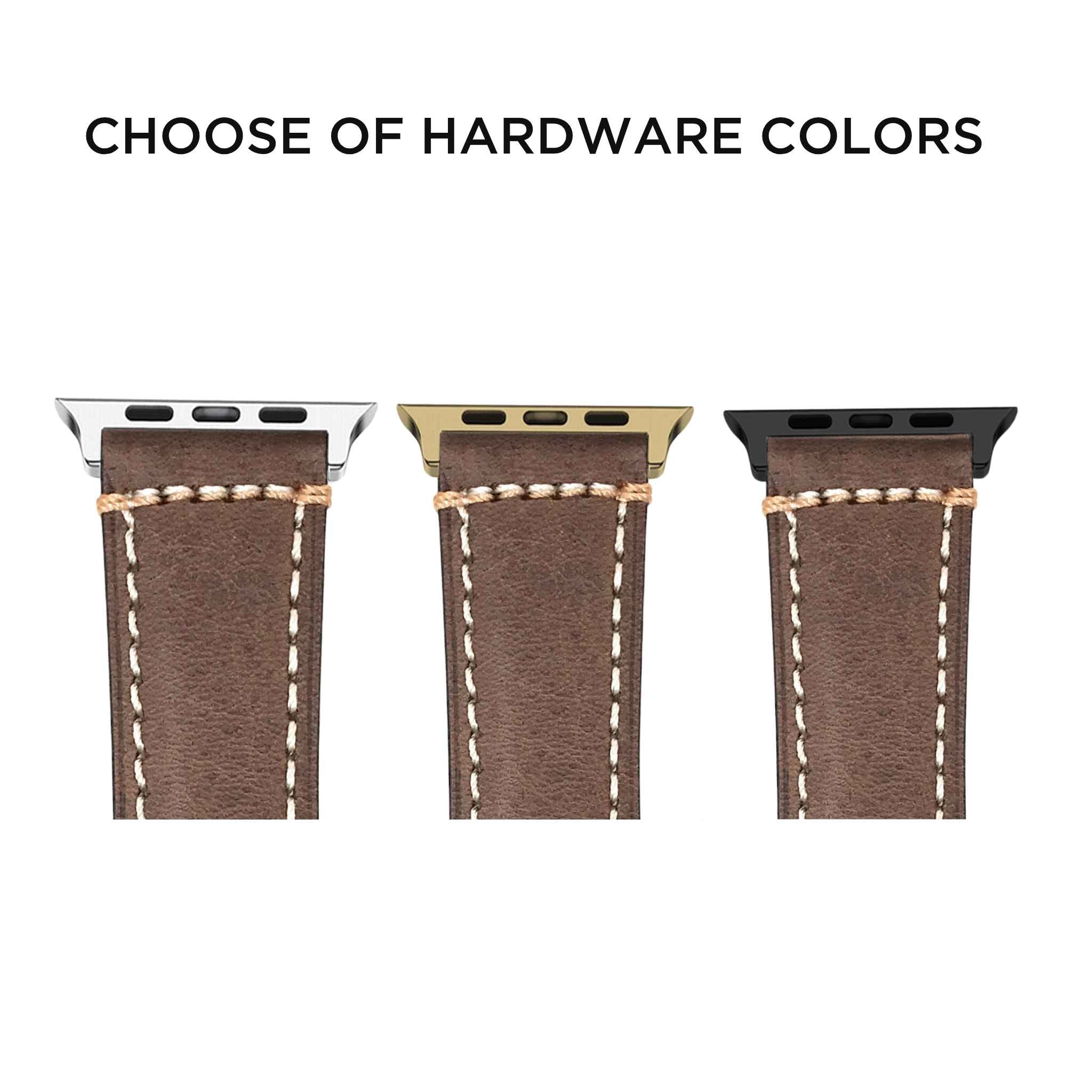 Bandini Double Stitch Padded Mens Leather Watch Band for Apple Watch