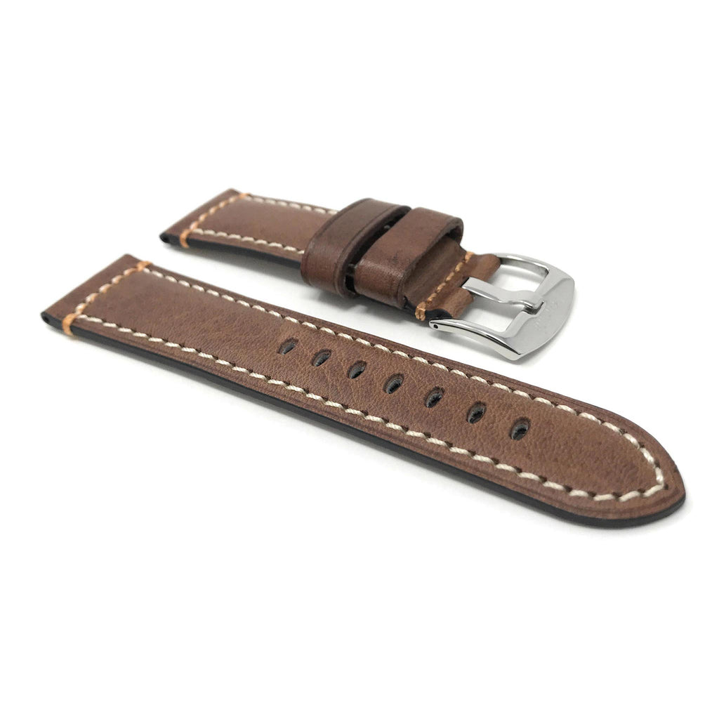 Bandini Mens Leather Watch Strap, Double Stitch - 22mm, 24mm