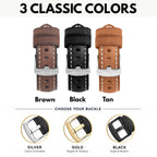 Bandini Mens Leather Watch Strap, Double Stitch - 22mm, 24mm