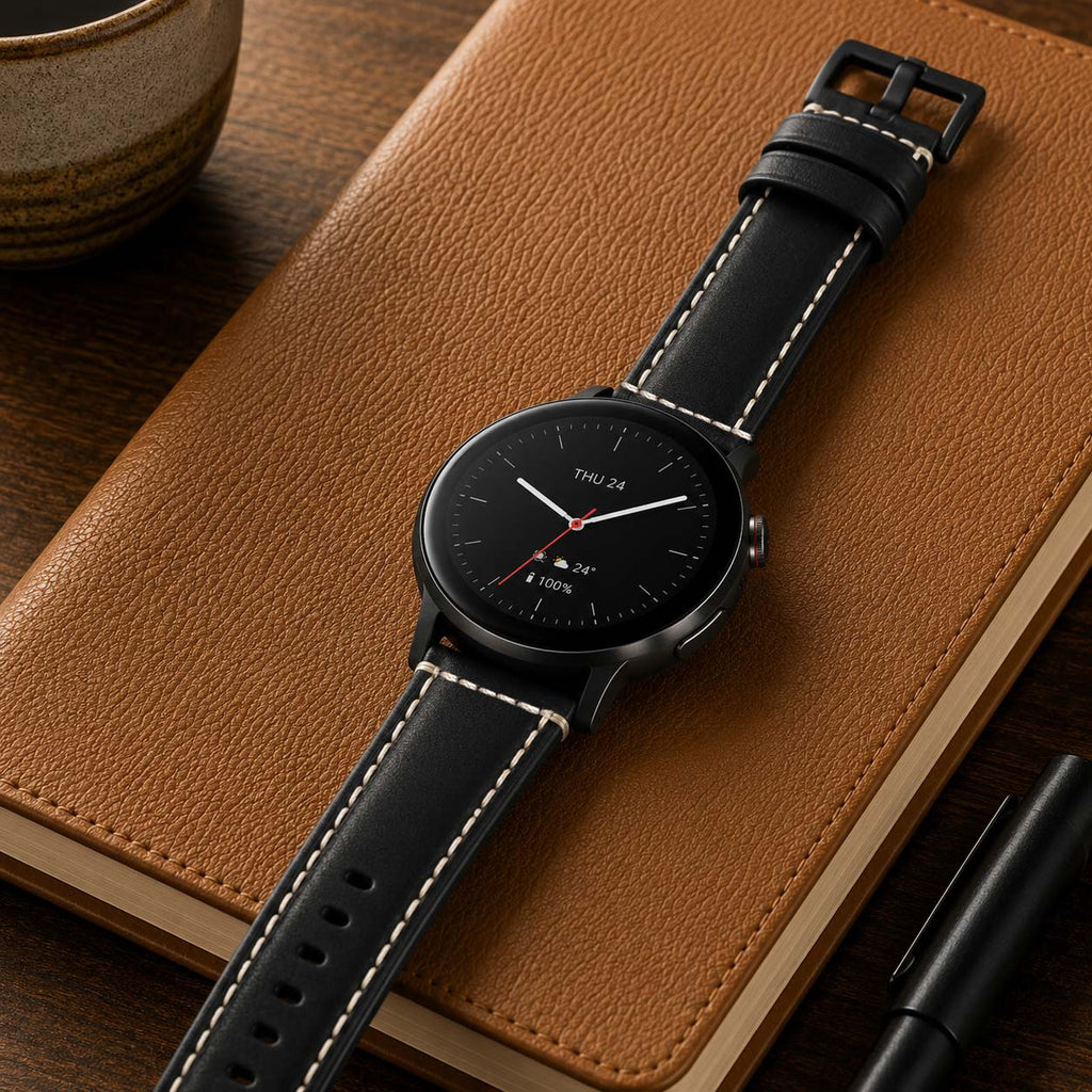Bandini Mens Leather Watch Strap, Double Stitch - 22mm, 24mm