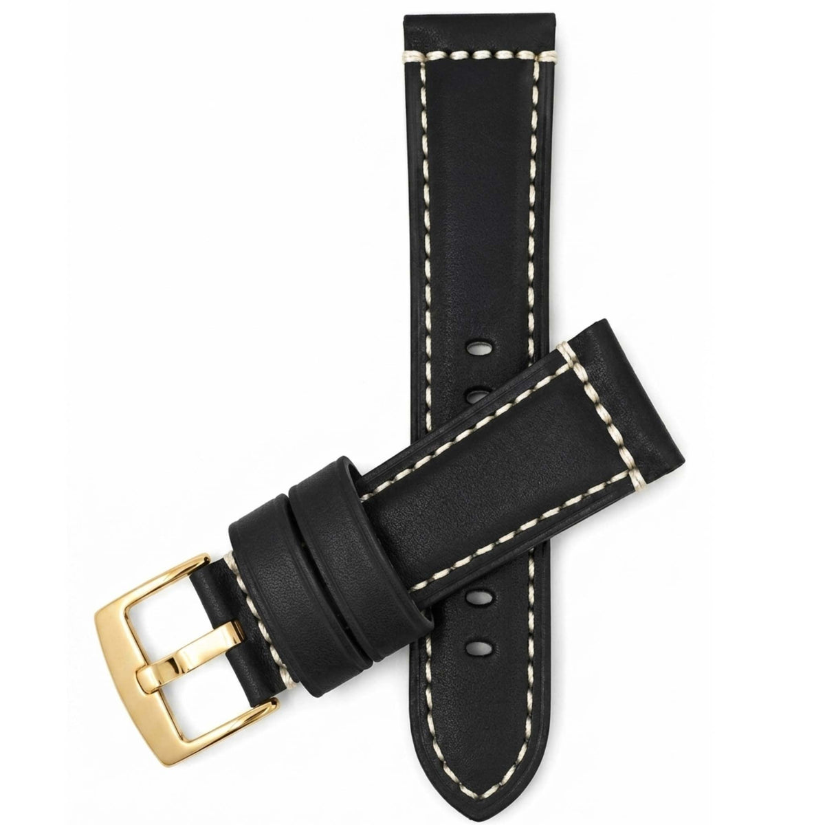 Bandini Mens Leather Watch Strap, Double Stitch - 22mm, 24mm