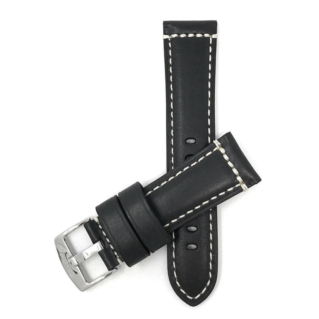 Bandini Mens Leather Watch Strap, Double Stitch - 22mm, 24mm