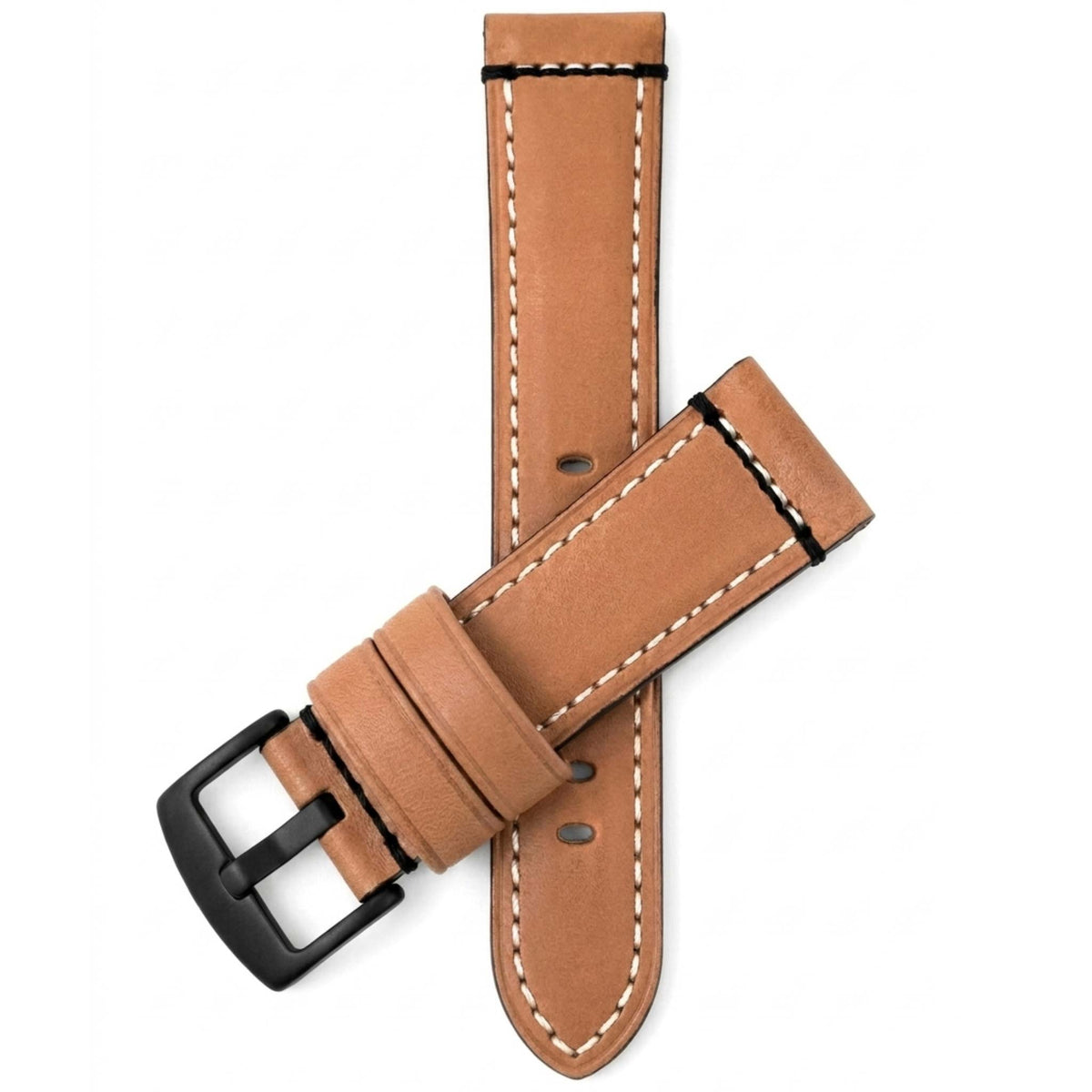 Bandini Mens Leather Watch Strap, Double Stitch - 22mm, 24mm