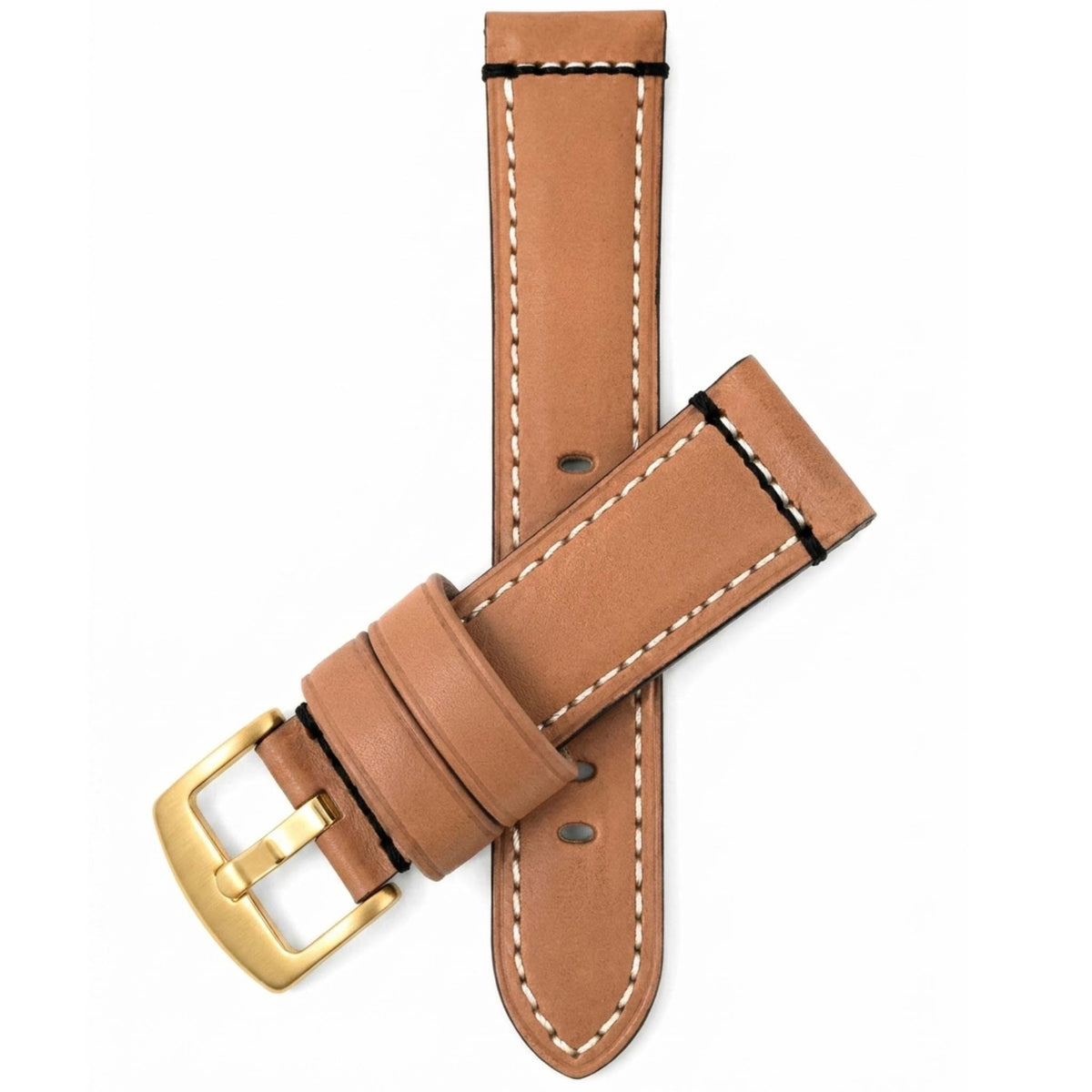 Bandini Mens Leather Watch Strap, Double Stitch - 22mm, 24mm