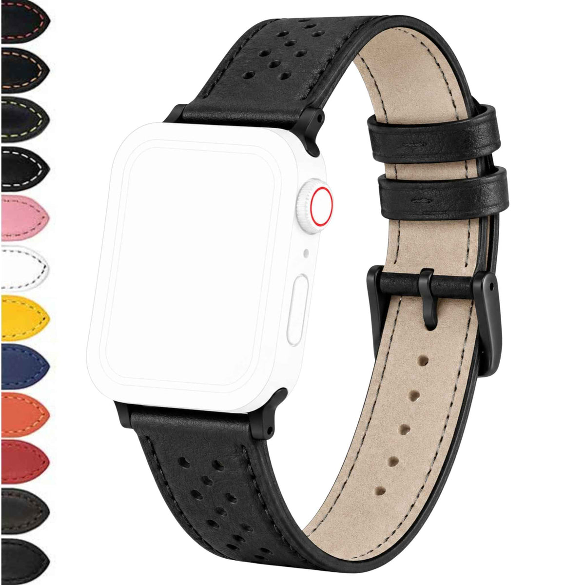 Bandini Leather Rally Racing Watch Band for Apple Watch - Black Buckle