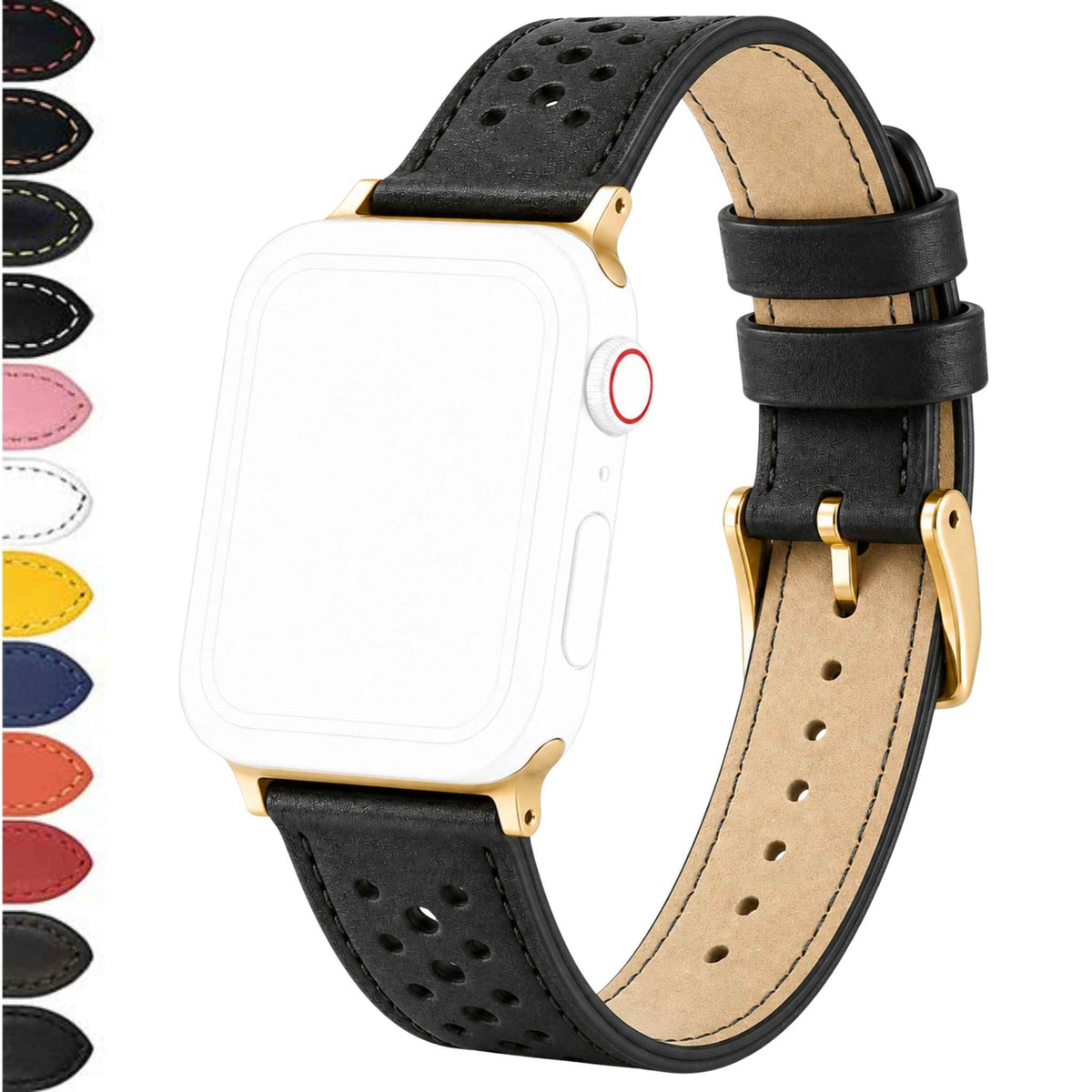 Bandini Leather Rally Racing Watch Band for Apple Watch - Gold Buckle