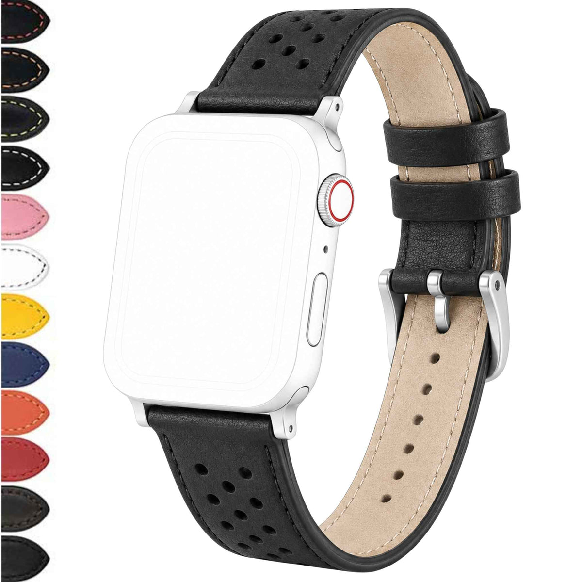 Bandini Leather Rally Racing Watch Band for Apple Watch - Silver Buckle
