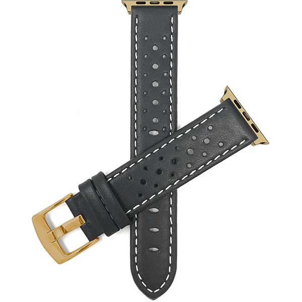 Bandini Leather Rally Racing Watch Band for Apple Watch - Gold Buckle