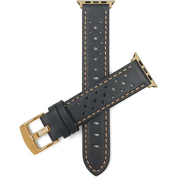 Bandini Leather Rally Racing Watch Band for Apple Watch - Gold Buckle