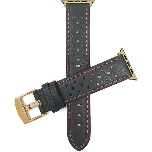 Bandini Leather Rally Racing Watch Band for Apple Watch - Gold Buckle