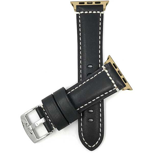 Bandini Double Stitch Padded Mens Leather Watch Band for Apple Watch