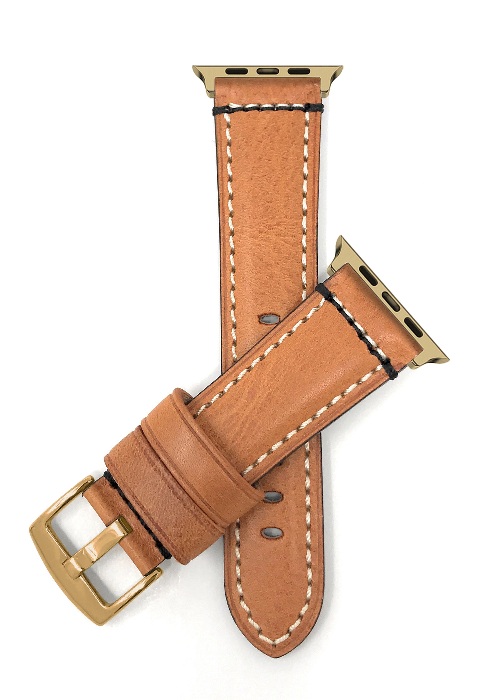 Bandini Double Stitch Padded Mens Leather Watch Band for Apple Watch