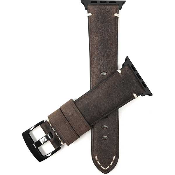 Bandini Mens Vintage Distressed Leather Watch Band for Apple Watch