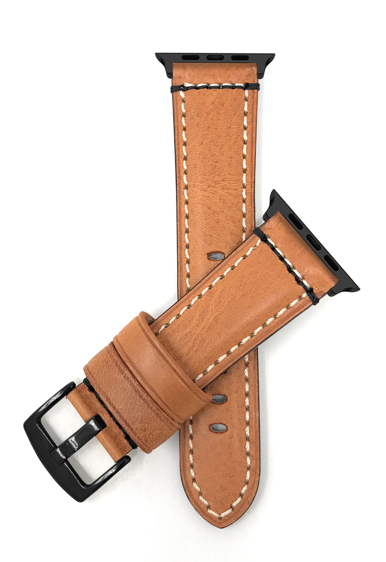 Bandini Double Stitch Padded Mens Leather Watch Band for Apple Watch