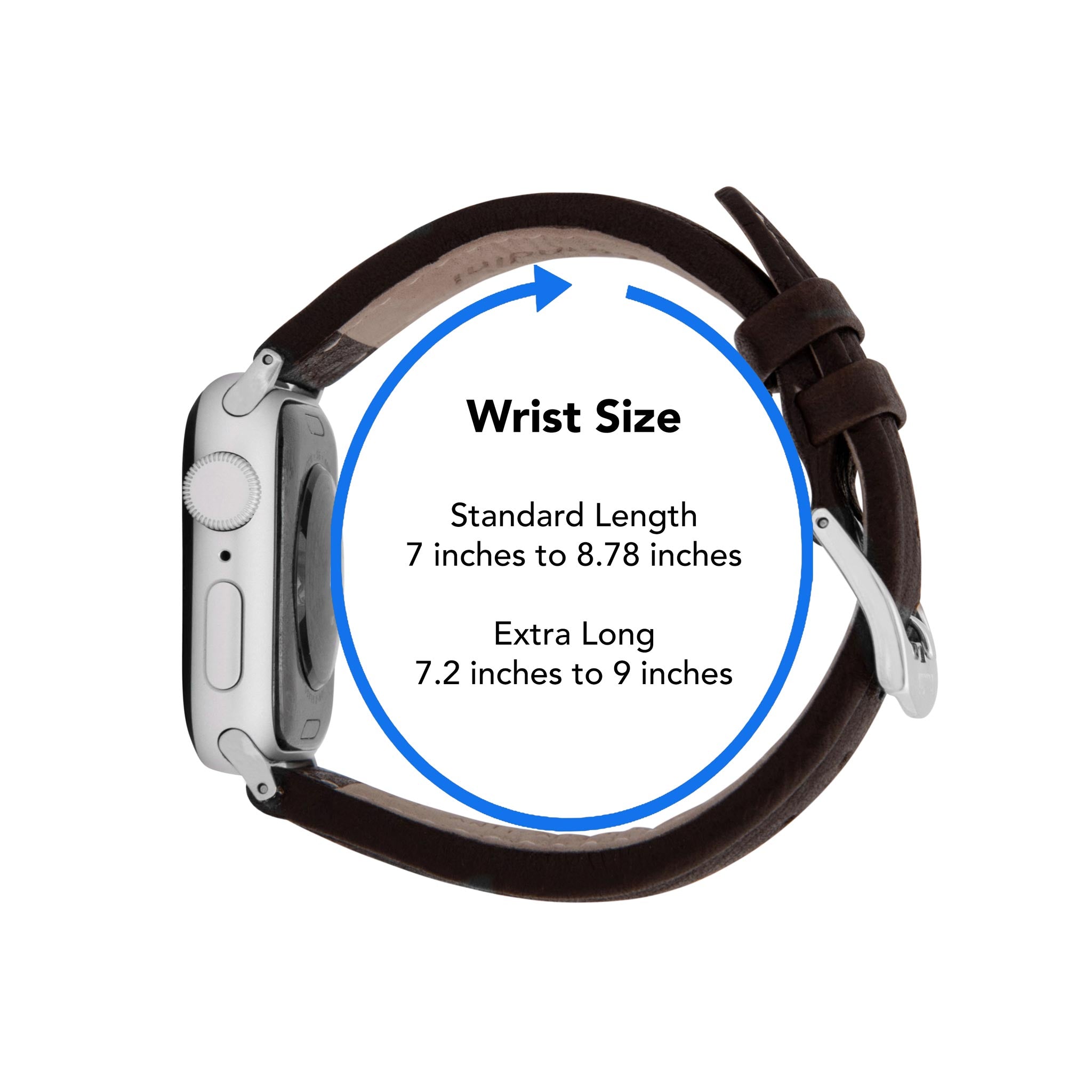 Bandini Mens Classic Padded Leather Watch Band for Apple Watch - Buffalo Pattern, White Stitch