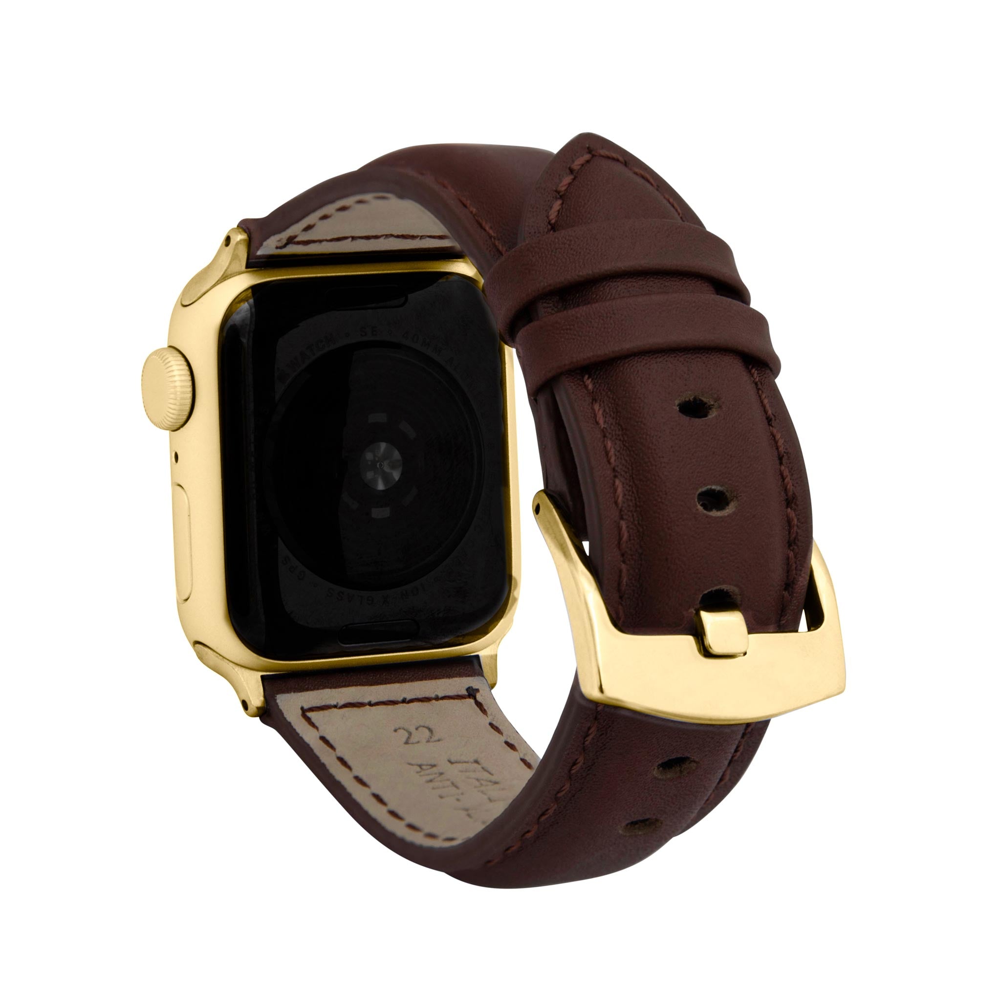 Bandini Mens Classic Padded Leather Watch Band for Apple Watch