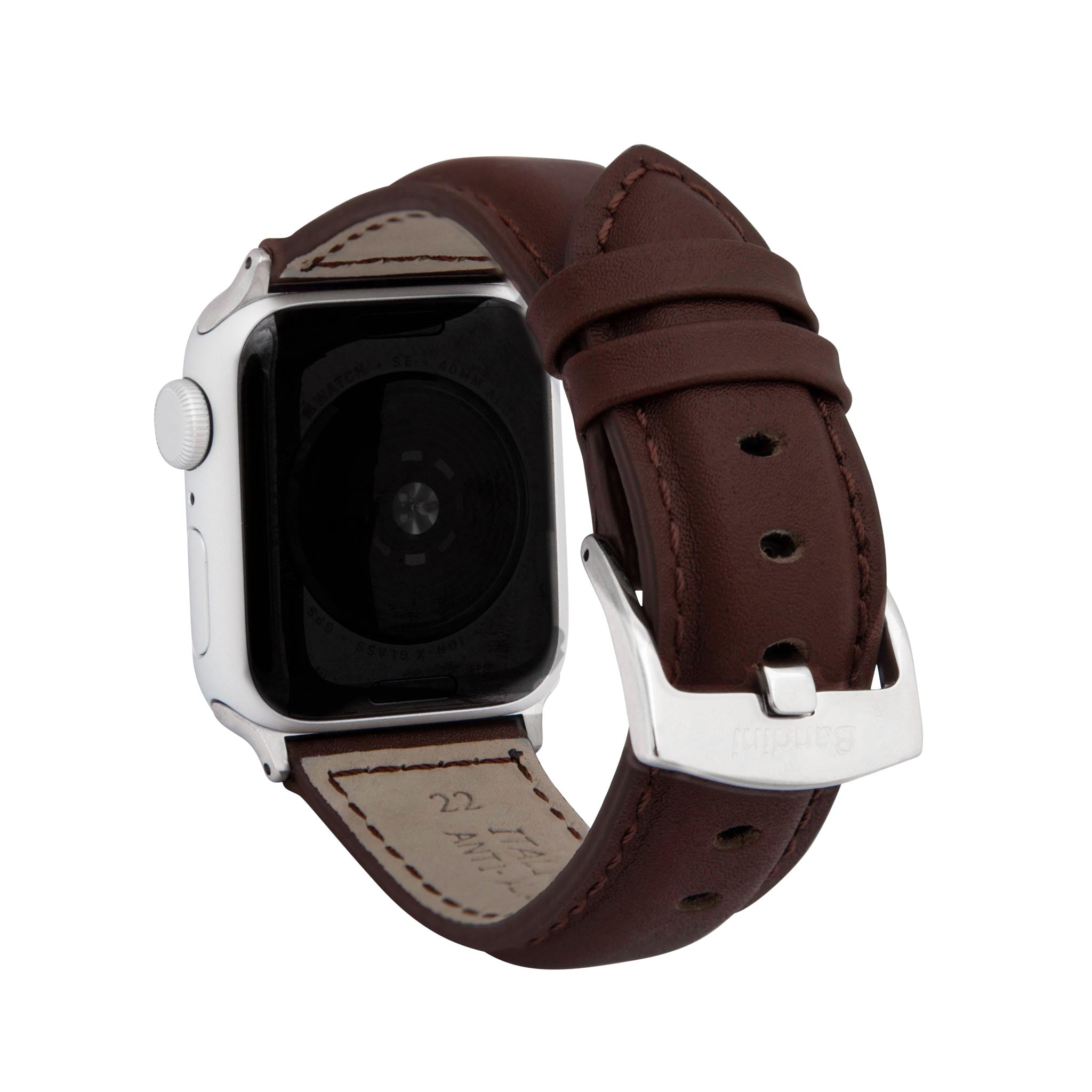 Bandini Mens Classic Padded Leather Watch Band for Apple Watch