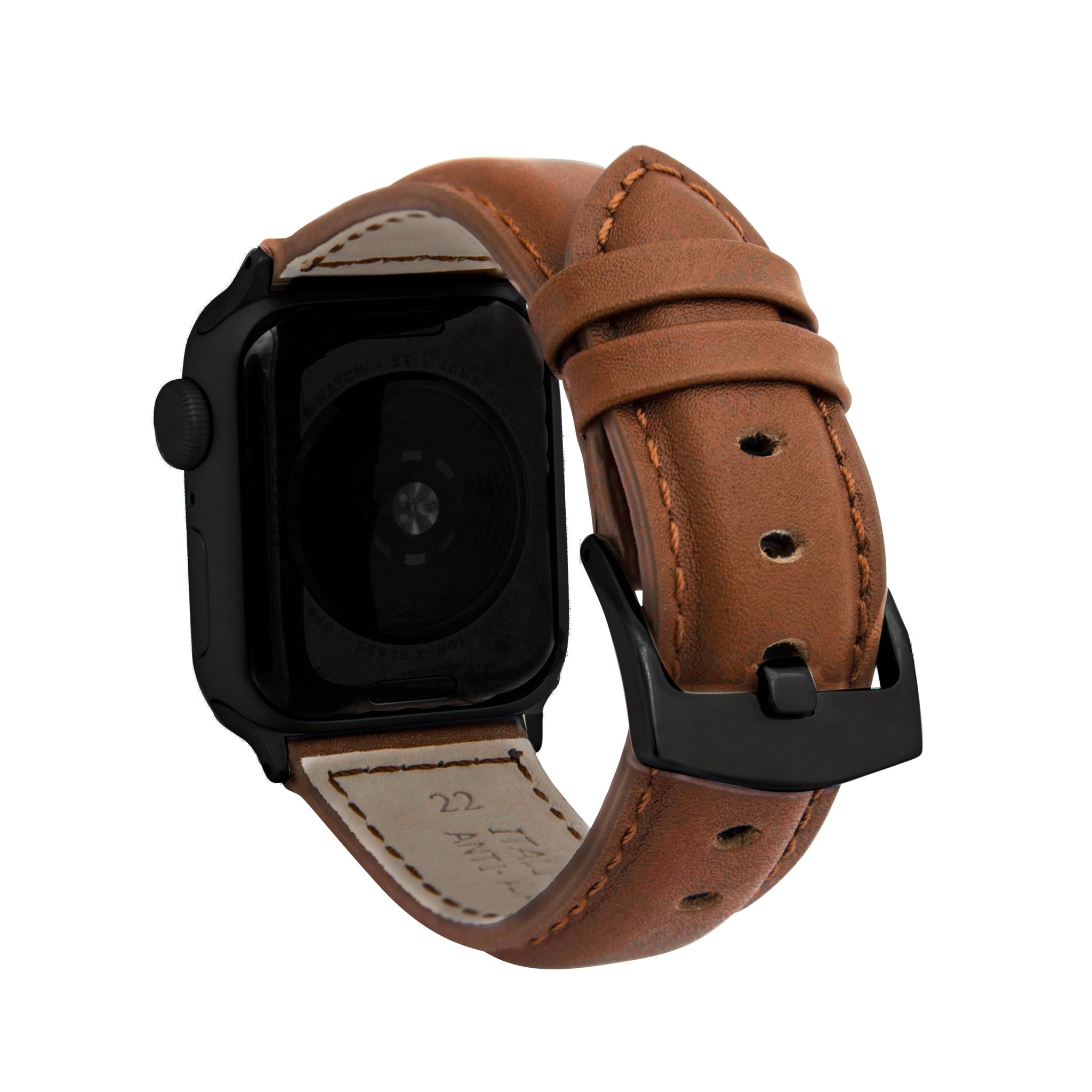 Bandini Mens Classic Padded Leather Watch Band for Apple Watch