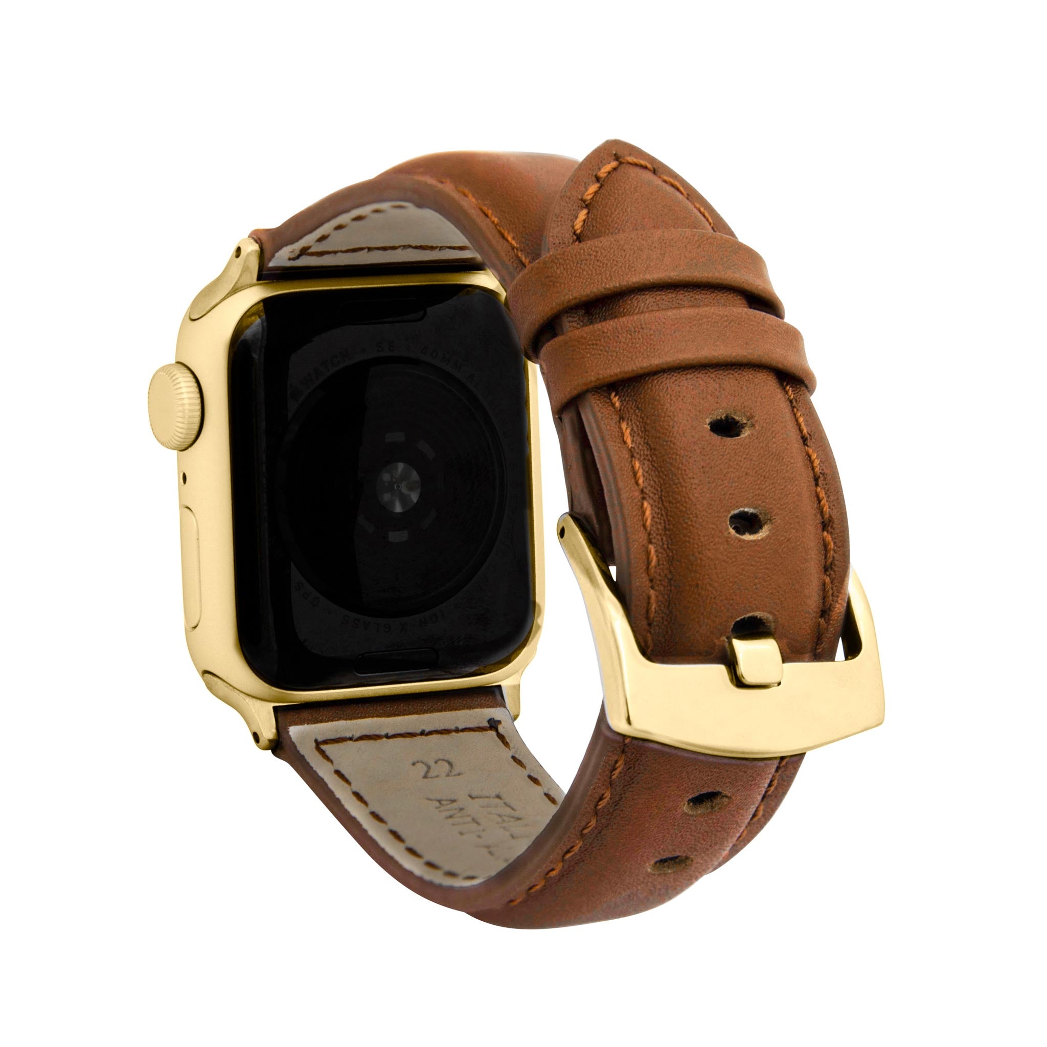 Bandini Mens Classic Padded Leather Watch Band for Apple Watch