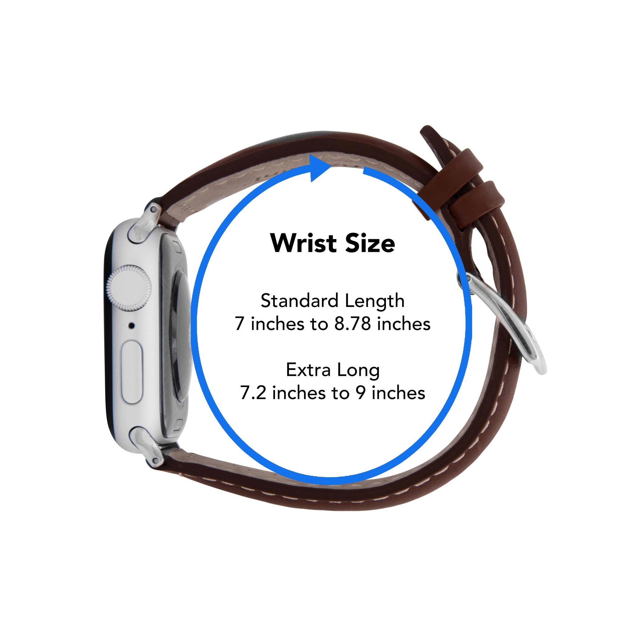 Bandini Mens Classic Padded Leather Watch Band for Apple Watch - White Stitch