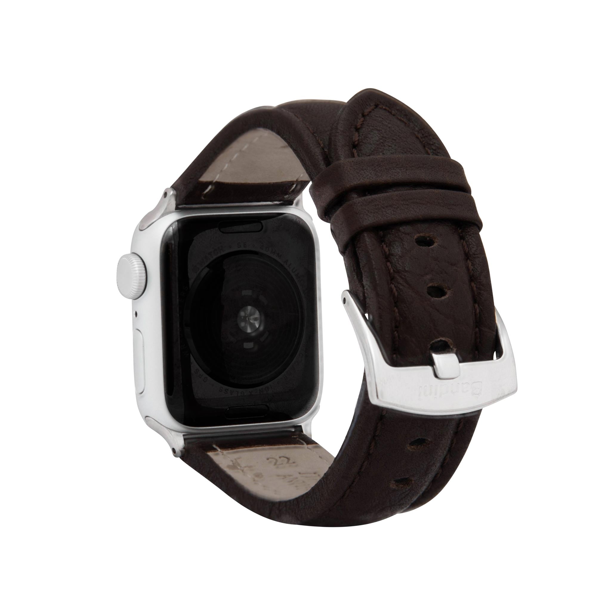Bandini Mens Classic Padded Leather Watch Band for Apple Watch - Buffalo Pattern