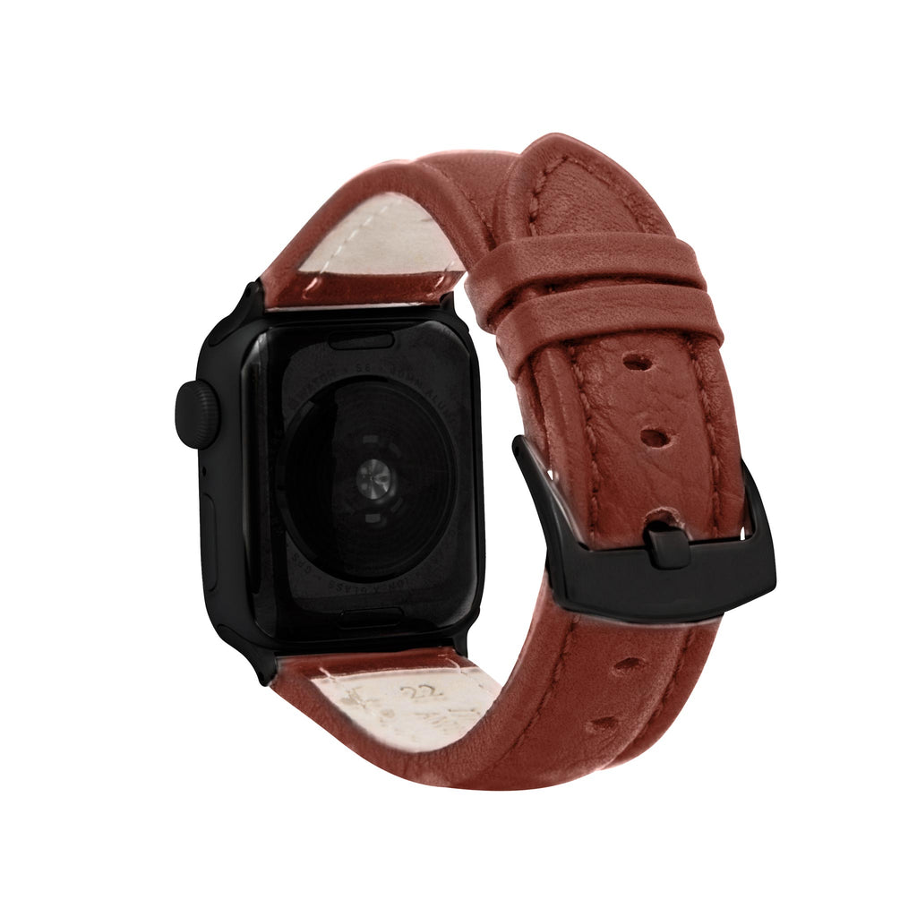 Bandini Mens Classic Padded Leather Watch Band for Apple Watch - Buffalo Pattern