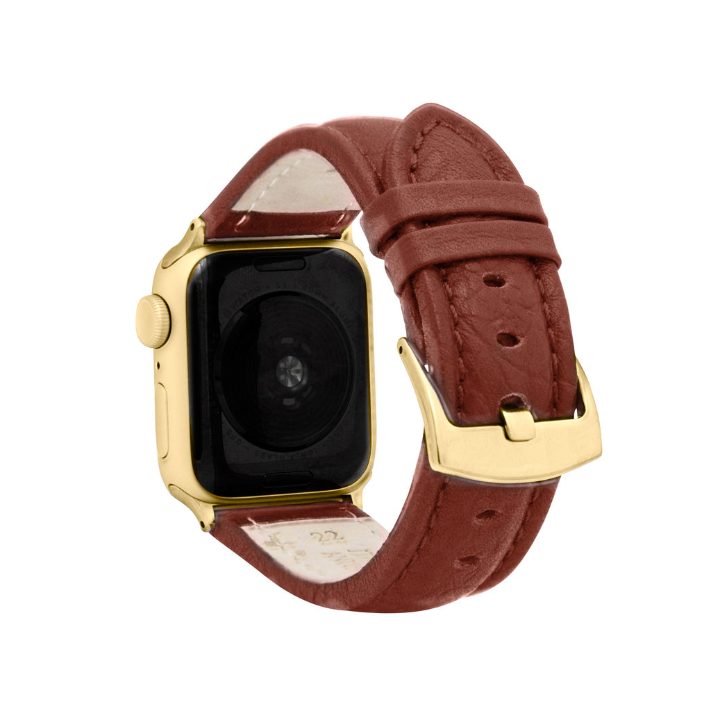 Bandini Mens Classic Padded Leather Watch Band for Apple Watch - Buffalo Pattern