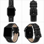 Bandini Leather Rally Racing Watch Band for Apple Watch - Black Buckle
