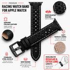 Bandini Leather Rally Racing Watch Band for Apple Watch - Black Buckle
