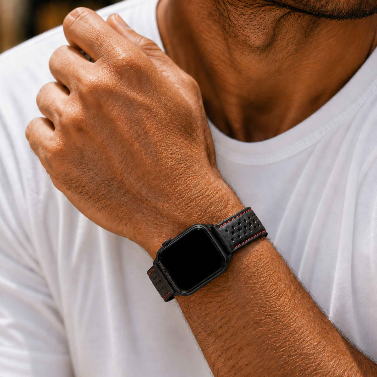 Bandini Leather Rally Racing Watch Band for Apple Watch - Black Buckle
