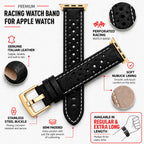Bandini Leather Rally Racing Watch Band for Apple Watch - Gold Buckle