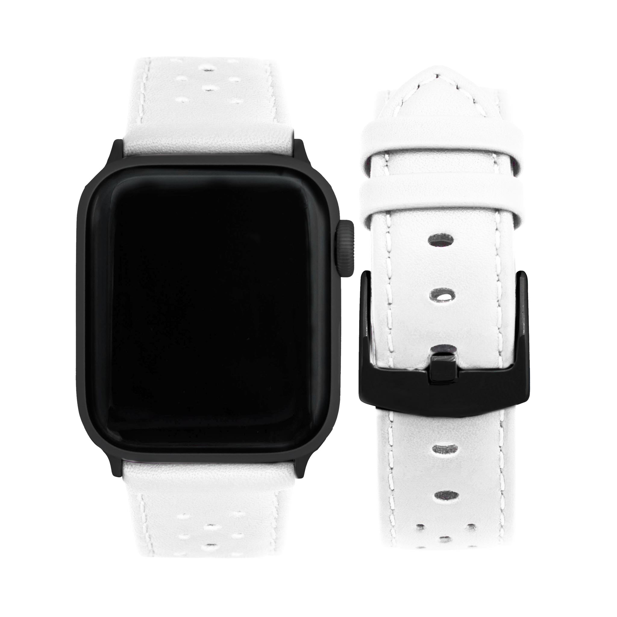 Bandini Leather Rally Racing Watch Band for Apple Watch - Black Buckle