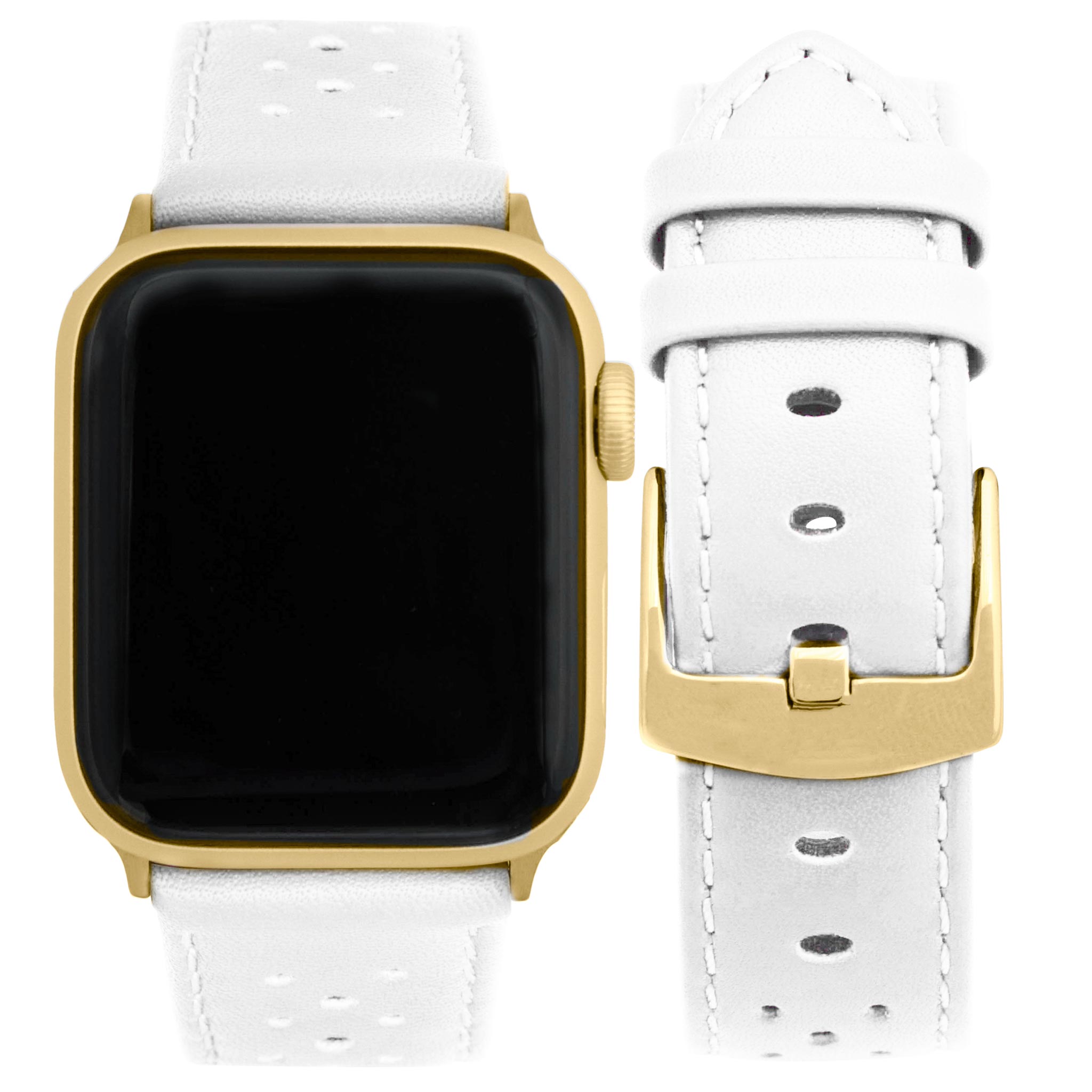 Bandini Leather Rally Racing Watch Band for Apple Watch - Gold Buckle