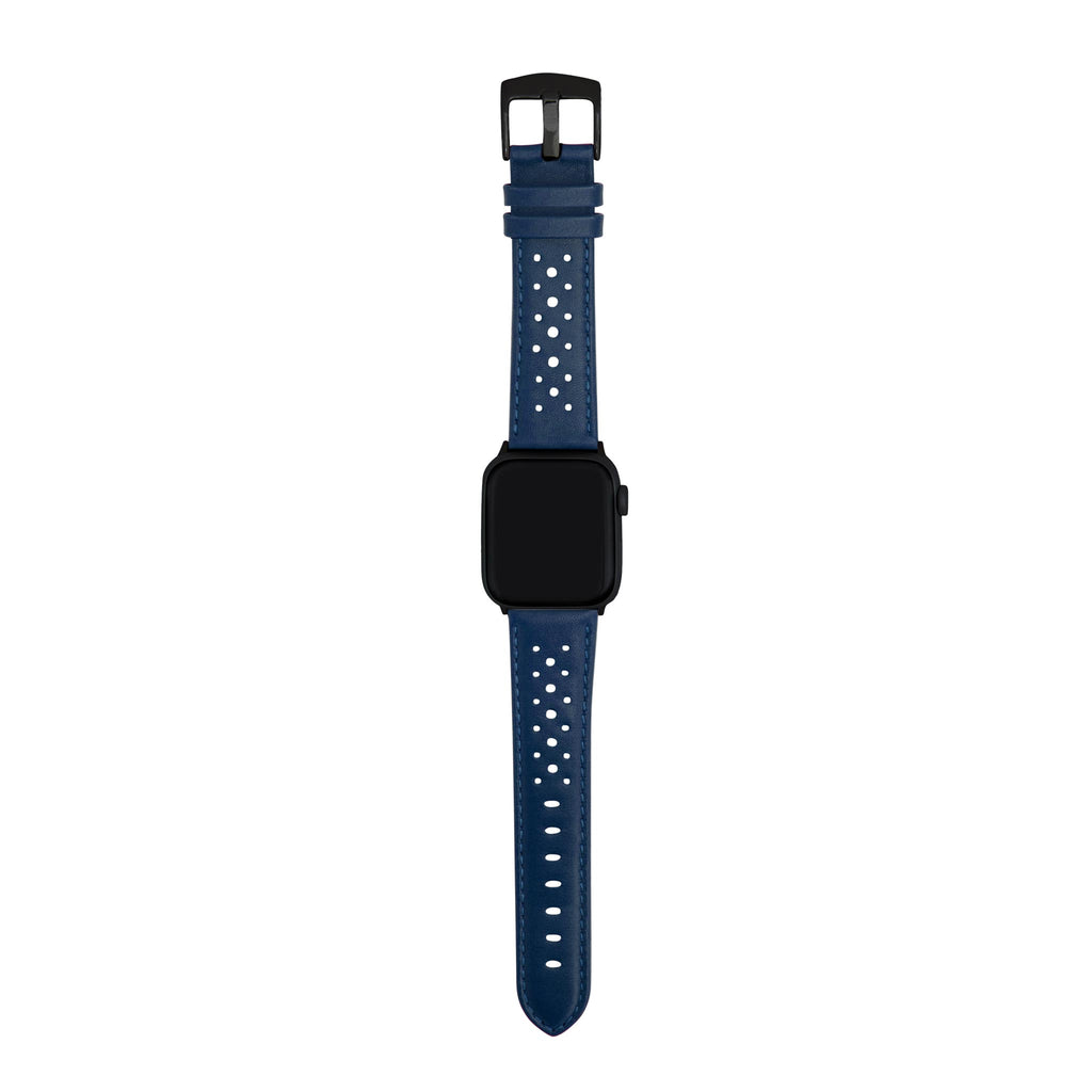Bandini Leather Rally Racing Watch Band for Apple Watch - Black Buckle